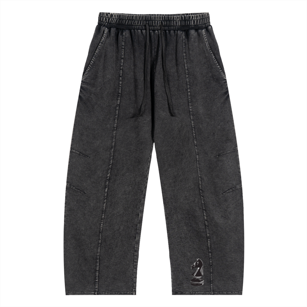 Snow Wash Drawstring Cotton Pants
