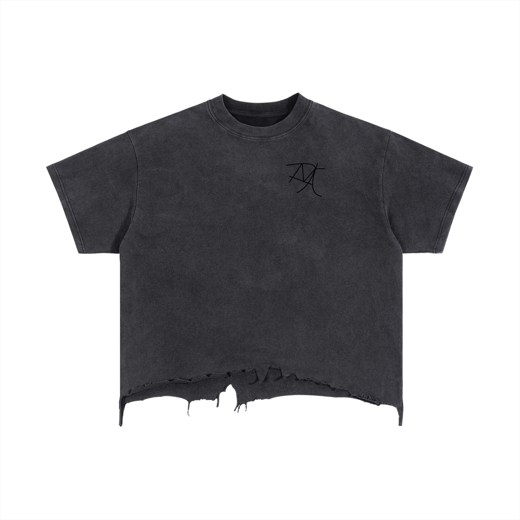 Vintage Wash Boxy Distressed Hem T-Shirt